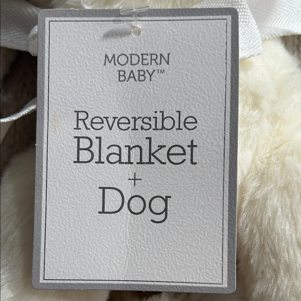 Modern Baby Reversible Blanket with Plush Dog NWT